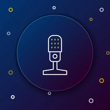 Line Microphone icon isolated on blue background. On air radio mic microphone 스톡 일러스트