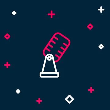 Line Microphone icon isolated on blue background. On air radio mic microphone 스톡 일러스트