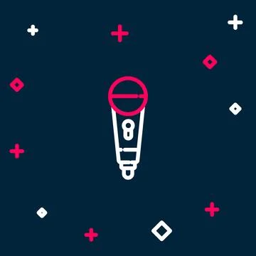 Line Microphone icon isolated on blue background. On air radio mic micropho.. Stock Illustration