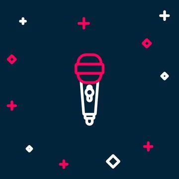 Line Microphone icon isolated on blue background. On air radio mic micropho.. Stock Illustration