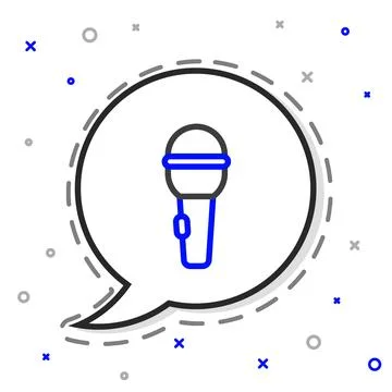 Line Microphone icon isolated on white background. On air radio mic microph.. Stock Illustration