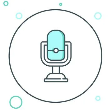 Line Microphone icon isolated on white background. On air radio mic microph.. Stock Illustration