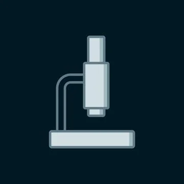 Line Microscope icon isolated on black background. Chemistry, pharmaceutica.. Stock Illustration