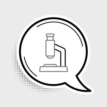Line Microscope icon isolated on grey background. Chemistry, pharmaceutical Stockillustratie
