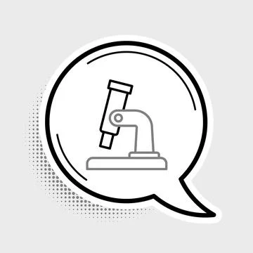 Line Microscope icon isolated on grey background. Chemistry, pharmaceutical 스톡 일러스트