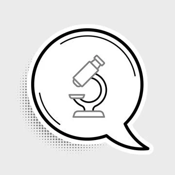 Line Microscope icon isolated on grey background. Chemistry, pharmaceutical 스톡 일러스트