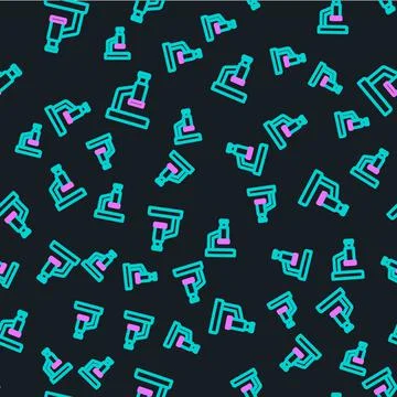 Line Microscope icon isolated seamless pattern on black background. Chemistry Stockillustratie
