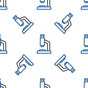 Line Microscope icon isolated seamless pattern on white background. Chemistry Stock Illustration