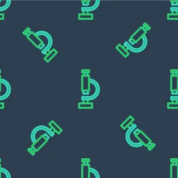 Line Microscope icon isolated seamless pattern on blue background. Chemistry, Stock Illustration