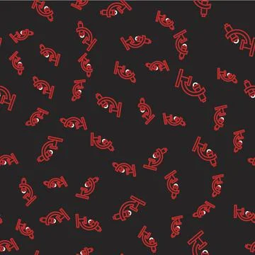 Line Microscope icon isolated seamless pattern on black background. Chemistry Stock Illustration
