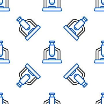 Line Microscope icon isolated seamless pattern on white background. Chemistry イラスト素材