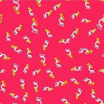 Line Microscope icon isolated seamless pattern on red background. Chemistry.. Stock Illustration