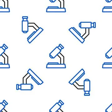 Line Microscope icon isolated seamless pattern on white background. Chemist.. Stock Illustration