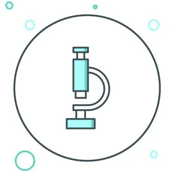 Line Microscope icon isolated on white background. Chemistry, pharmaceutica.. Illustrazione stock