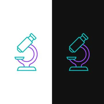 Line Microscope icon isolated on white and black background. Chemistry, pha.. Stock Illustration