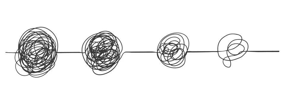 Line mind process complicated and easy ways, difficult and simple process doodle Illustrazione stock