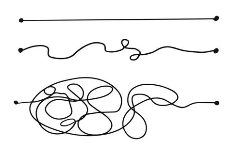 Line mind process complicated and easy ways, difficult and simple process doodle Stockillustratie