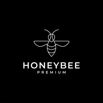 Line minimal bee logo design Stock Illustration