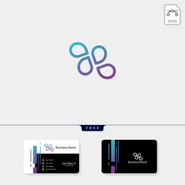 Line minimal fluid logo template vector illustration, free business card temp Stock Illustration