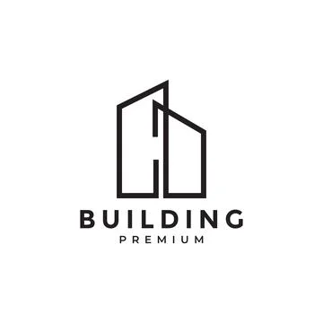 Line minimalist continuous line architect building logo design vector graph.. Ilustración de archivo