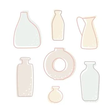 Line minimalistic Ceramic Vases Shape. Simple vector illustrations for logo Illustrazione stock