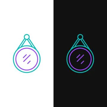 Line Mirror icon isolated on white and black background. Colorful outline Stock Illustration