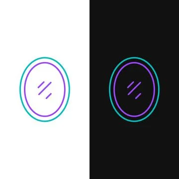 Line Mirror icon isolated on white and black background. Colorful outline c.. Stock Illustration