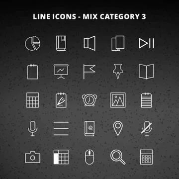 Line Mix Icons 스톡 일러스트