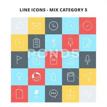 Line Mix Icons Stock Illustration