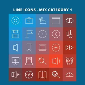 Line Mix Icons Stock Illustration