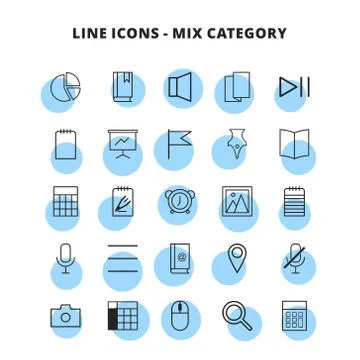 Line Mix Icons Set 스톡 일러스트