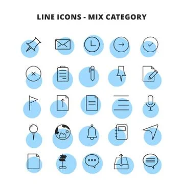 Line Mix Icons Set 스톡 일러스트