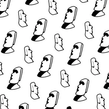 Line moai sculpture from easter island background Illustrazione stock