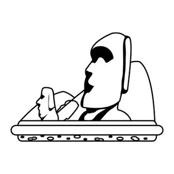 Line moai sculture from easter island and mountains Illustrazione stock