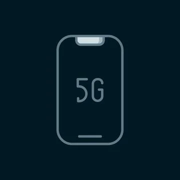 Line Mobile with 5G new wireless internet wifi icon isolated on black backg.. Stock Illustration