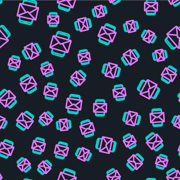 Line Mobile and envelope, new message, mail icon isolated seamless pattern on Stock Illustration