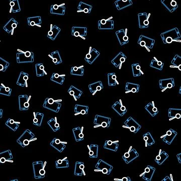 Line Mobile phone diagnostics icon isolated seamless pattern on black background Illustrazione stock