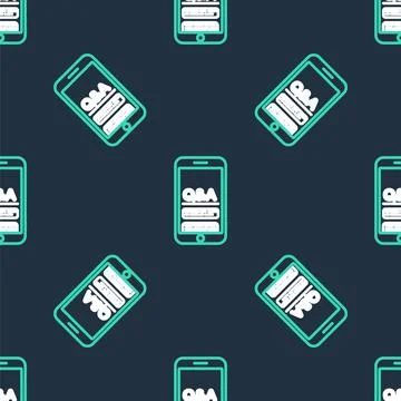 Line Mobile phone with Question and Exclamation icon isolated seamless pattern Stock Illustration