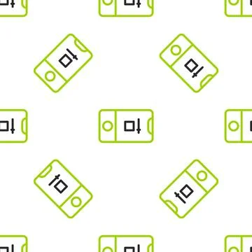 Line Mobile phone with record frame camera icon isolated seamless pattern o.. Illustrazione stock