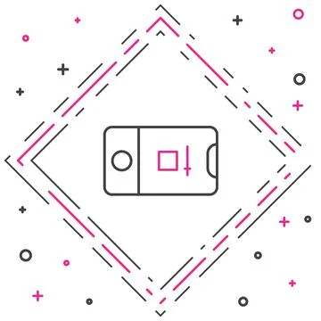 Line Mobile phone with record frame camera icon isolated on white backgroun.. Stock Illustration