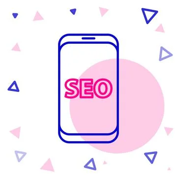 Line Mobile phone SEO optimization concept icon isolated on white background Stock Illustration