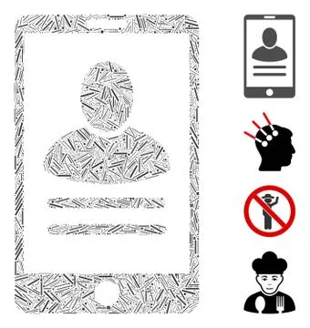 Line Mobile User Properties Icon Vector Collage Illustrazione stock