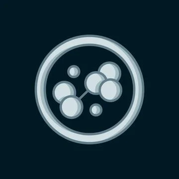 Line Molecule icon isolated on black background. Structure of molecules in .. Stock Illustration