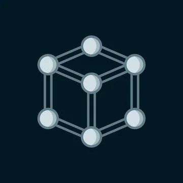 Line Molecule icon isolated on black background. Structure of molecules in .. Stock Illustration