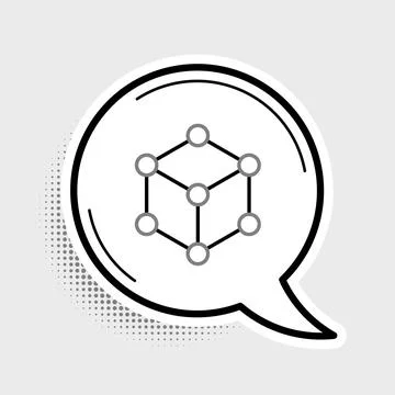 Line Molecule icon isolated on grey background. Structure of molecules in Stock Illustration