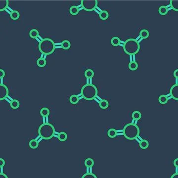 Line Molecule icon isolated seamless pattern on blue background. Structure of イラスト素材