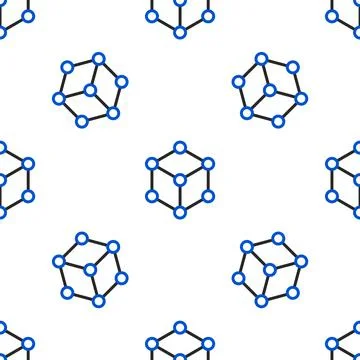 Line Molecule icon isolated seamless pattern on white background. Structure of イラスト素材