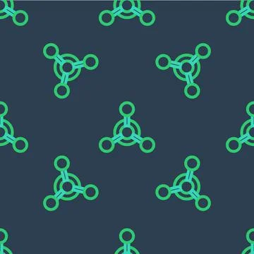 Line Molecule icon isolated seamless pattern on blue background. Structure of Illustrazione stock