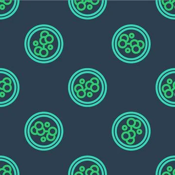 Line Molecule icon isolated seamless pattern on blue background. Structure of 스톡 일러스트