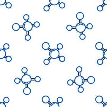 Line Molecule icon isolated seamless pattern on white background. Structure of Illustrazione stock